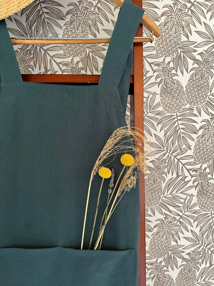 Cross Back Apron: Peacock Blue - Pretty by Her - handmade locally in Cambridge, Ontario