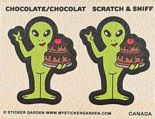 Scratch and Sniff Sticker Sheet Alien Chocolate Scent
