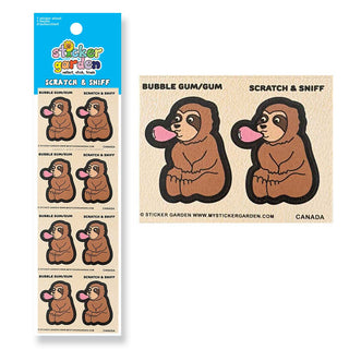 Scratch and Sniff Sticker Sheet Sloth Bubblegum Scent