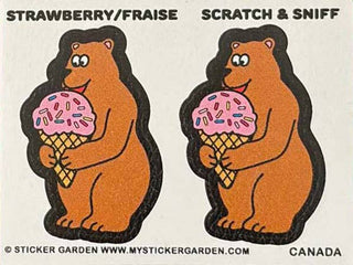 Scratch and Sniff Sticker Sheet Bear Strawberry Scent
