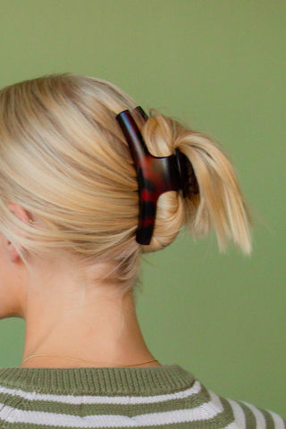Earthy Toned Curved Claw Clip: Matte Amber - Pretty by Her- handmade locally in Cambridge, Ontario