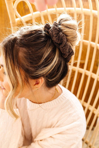 Espresso Jumbo Scrunchie - Pretty by Her- handmade locally in Cambridge, Ontario