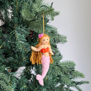 Felt Blond Mermaid Ornament: Blue - Pretty by Her - handmade locally in Cambridge, Ontario