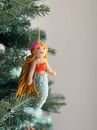 Felt Blond Mermaid Ornament: Blue - Pretty by Her - handmade locally in Cambridge, Ontario