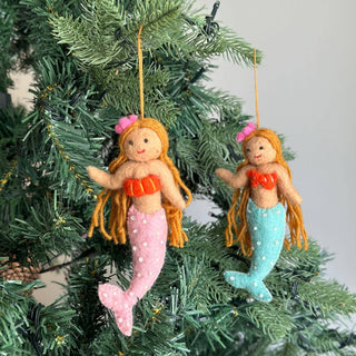 Felt Blond Mermaid Ornament: Blue - Pretty by Her - handmade locally in Cambridge, Ontario