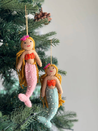 Felt Blond Mermaid Ornament: Blue - Pretty by Her - handmade locally in Cambridge, Ontario