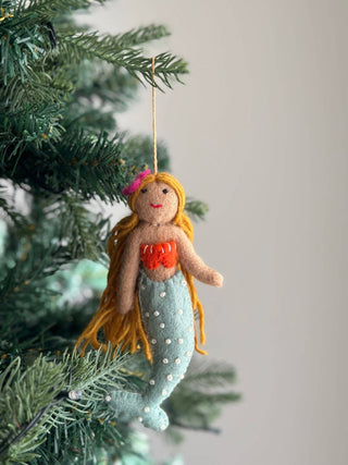 Felt Blond Mermaid Ornament: Blue - Pretty by Her - handmade locally in Cambridge, Ontario