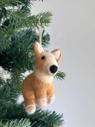 Felt Corgi Dog Ornament with Big BUTT: No Hat - Pretty by Her - handmade locally in Cambridge, Ontario