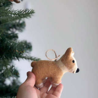 Felt Corgi Dog Ornament with Big BUTT: No Hat - Pretty by Her - handmade locally in Cambridge, Ontario