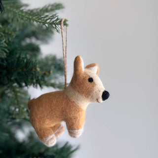 Felt Corgi Dog Ornament with Big BUTT: No Hat - Pretty by Her - handmade locally in Cambridge, Ontario
