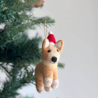 Felt Corgi Dog Ornament with Big BUTT: No Hat - Pretty by Her - handmade locally in Cambridge, Ontario