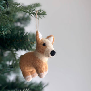 Felt Corgi Dog Ornament with Big BUTT: No Hat - Pretty by Her - handmade locally in Cambridge, Ontario