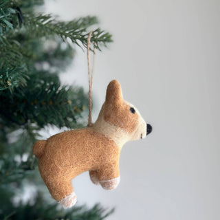 Felt Corgi Dog Ornament with Big BUTT: No Hat - Pretty by Her - handmade locally in Cambridge, Ontario