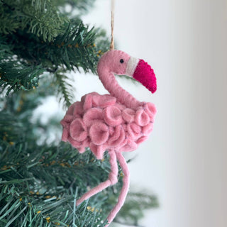Felt Flower Flamingo Ornament: No Hat - Pretty by Her - handmade locally in Cambridge, Ontario