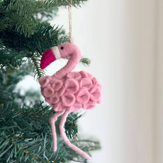 Felt Flower Flamingo Ornament: No Hat - Pretty by Her - handmade locally in Cambridge, Ontario