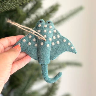 Felt Ornament - Blue Stingray - Pretty by Her - handmade locally in Cambridge, Ontario