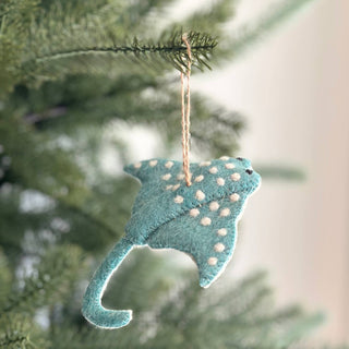 Felt Ornament - Blue Stingray - Pretty by Her - handmade locally in Cambridge, Ontario