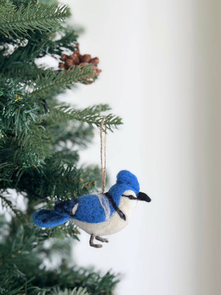 Felt Ornament - Needle Felted Blue Jay - Pretty by Her - handmade locally in Cambridge, Ontario