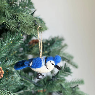 Felt Ornament - Needle Felted Blue Jay - Pretty by Her - handmade locally in Cambridge, Ontario