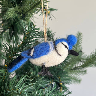 Felt Ornament - Needle Felted Blue Jay - Pretty by Her - handmade locally in Cambridge, Ontario