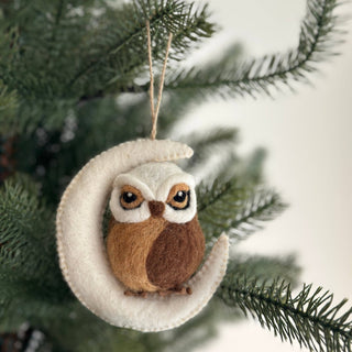 Felt Ornament - Needle Felted Owl: Brown - Pretty by Her - handmade locally in Cambridge, Ontario