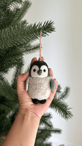 Felt Penguin Christmas Ornament - Pretty by Her - handmade locally in Cambridge, Ontario