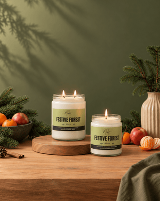 FESTIVE FOREST SOY CANDLE: 8 oz Single Wick - Pretty by Her- handmade locally in Cambridge, Ontario