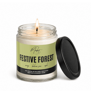 FESTIVE FOREST SOY CANDLE: 8 oz Single Wick - Pretty by Her- handmade locally in Cambridge, Ontario