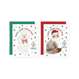 Full of Cats & Dogs Christmas Card Set - Pretty by Her - handmade locally in Cambridge, Ontario