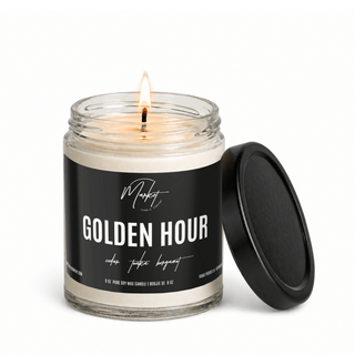 GOLDEN HOUR SOY WAX CANDLE: 8 oz Single Wick - Pretty by Her- handmade locally in Cambridge, Ontario