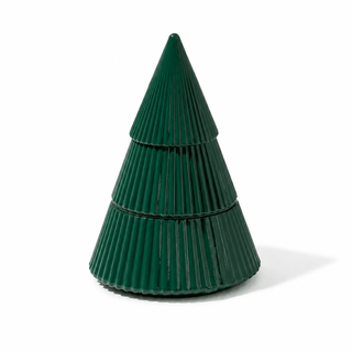 GREEN RIBBED CHRISTMAS TREE SOY CANDLE: FRASIER FIR - Pretty by Her- handmade locally in Cambridge, Ontario