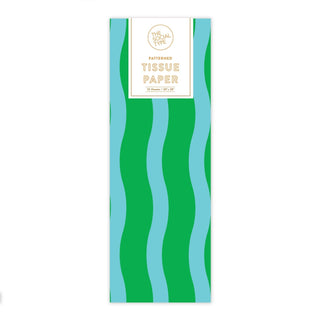 Green/Aqua - Fussy Stripe Tissue Paper - Pretty by Her - handmade locally in Cambridge, Ontario