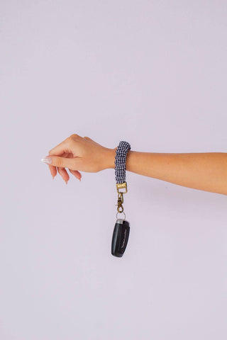 Inky Black Gingham Keychain - Pretty by Her- handmade locally in Cambridge, Ontario