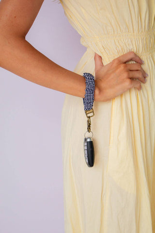 Inky Black Gingham Keychain - Pretty by Her- handmade locally in Cambridge, Ontario