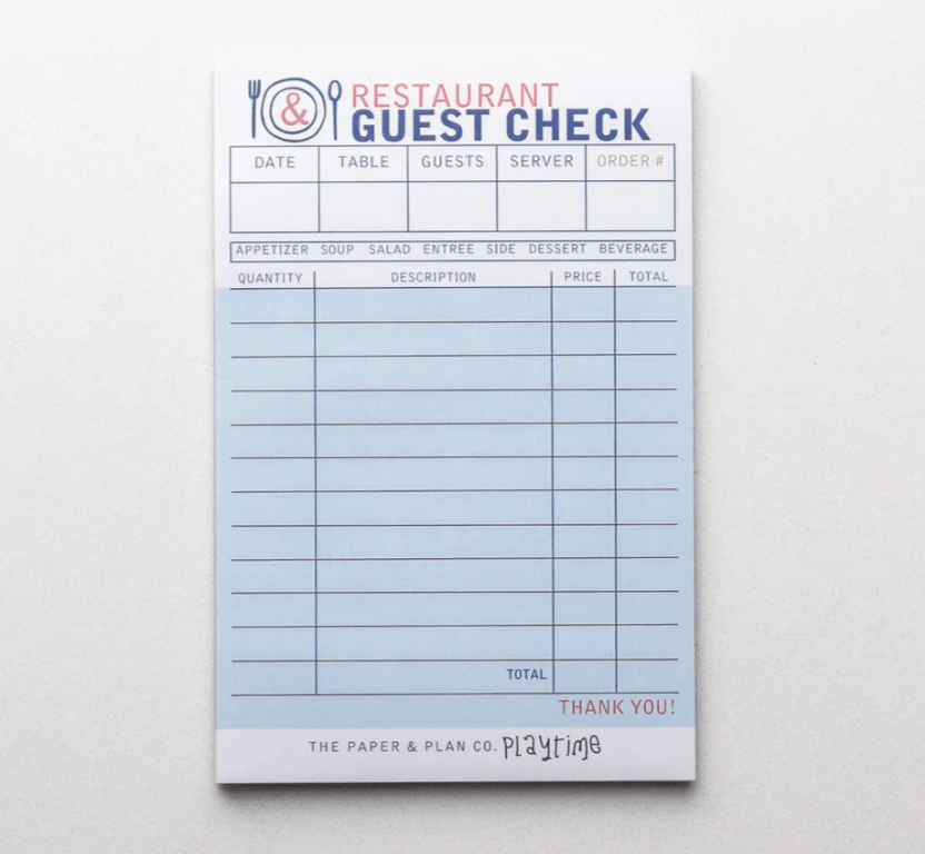 Kids Playtime Pad™ - Restaurant Guest Check - Pretty by Her - handmade locally in Cambridge, Ontario
