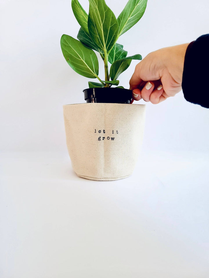 Let it Grow Canvas Plant Pot Cover: 4" / Uncuffed - Pretty by Her - handmade locally in Cambridge, Ontario