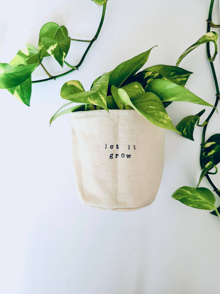 Let it Grow Canvas Plant Pot Cover: 4" / Uncuffed - Pretty by Her - handmade locally in Cambridge, Ontario