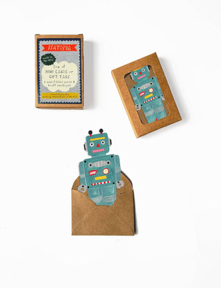 Little Robot Mini Cards - box of 6 - Pretty by Her- handmade locally in Cambridge, Ontario
