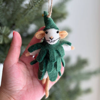 Merry Spruce Mouse Ornament - Pretty by Her - handmade locally in Cambridge, Ontario