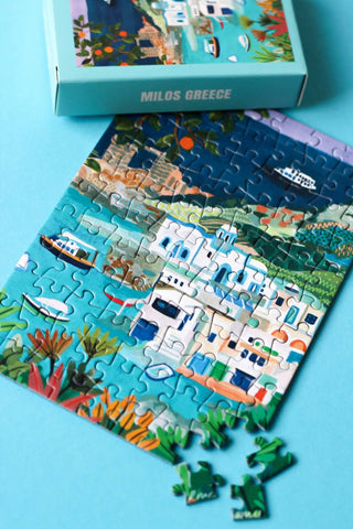 Milos Greece mini puzzle, 99 pieces - Pretty by Her - handmade locally in Cambridge, Ontario