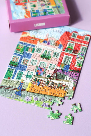 Mini - Puzzle Lisbon, 99 pieces - Pretty by Her - handmade locally in Cambridge, Ontario