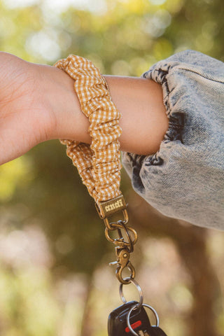 Mustard Gingham Keychain - Pretty by Her- handmade locally in Cambridge, Ontario