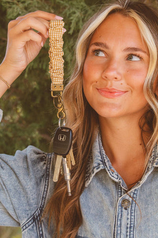 Mustard Gingham Keychain - Pretty by Her- handmade locally in Cambridge, Ontario