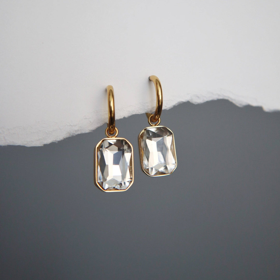 Naomi Hoops - White | Zircon Drop Hoops - Pretty by Her - handmade locally in Cambridge, Ontario