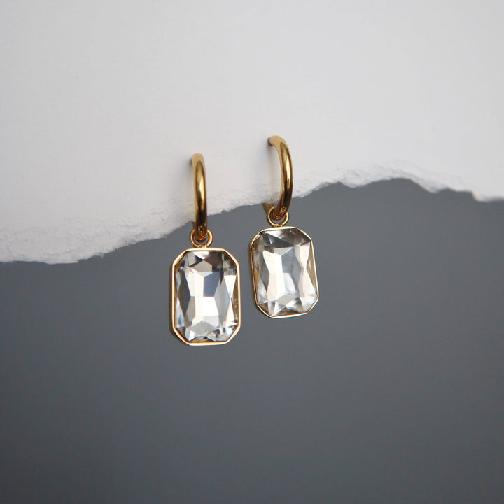 Naomi Hoops - White | Zircon Drop Hoops - Pretty by Her - handmade locally in Cambridge, Ontario