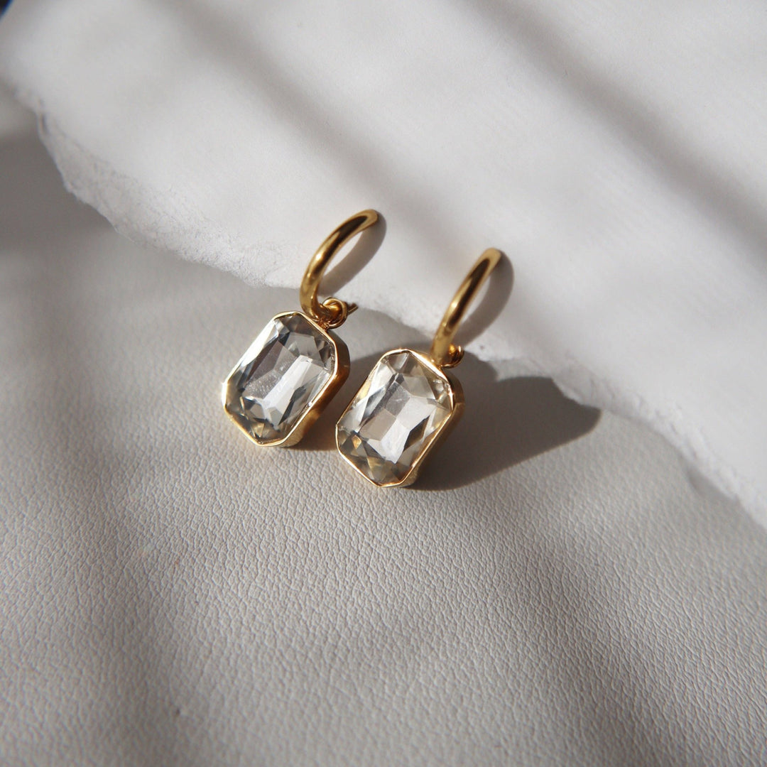 Naomi Hoops - White | Zircon Drop Hoops - Pretty by Her - handmade locally in Cambridge, Ontario