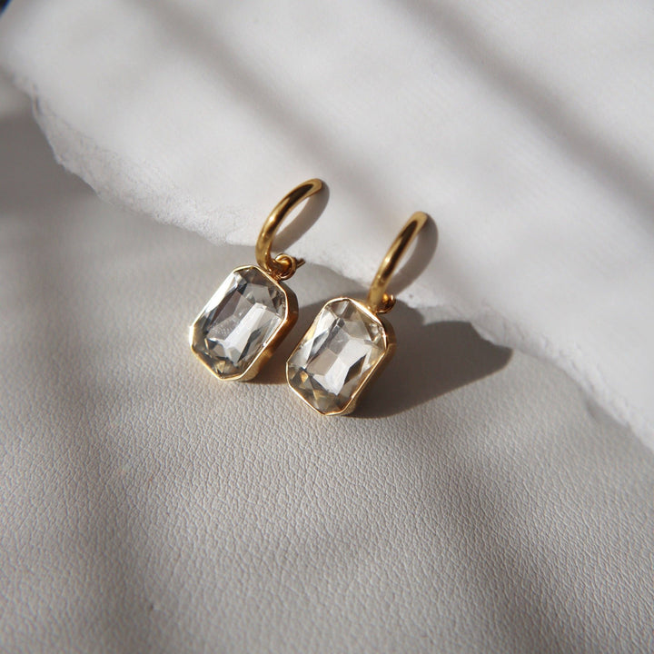 Naomi Hoops - White | Zircon Drop Hoops - Pretty by Her - handmade locally in Cambridge, Ontario