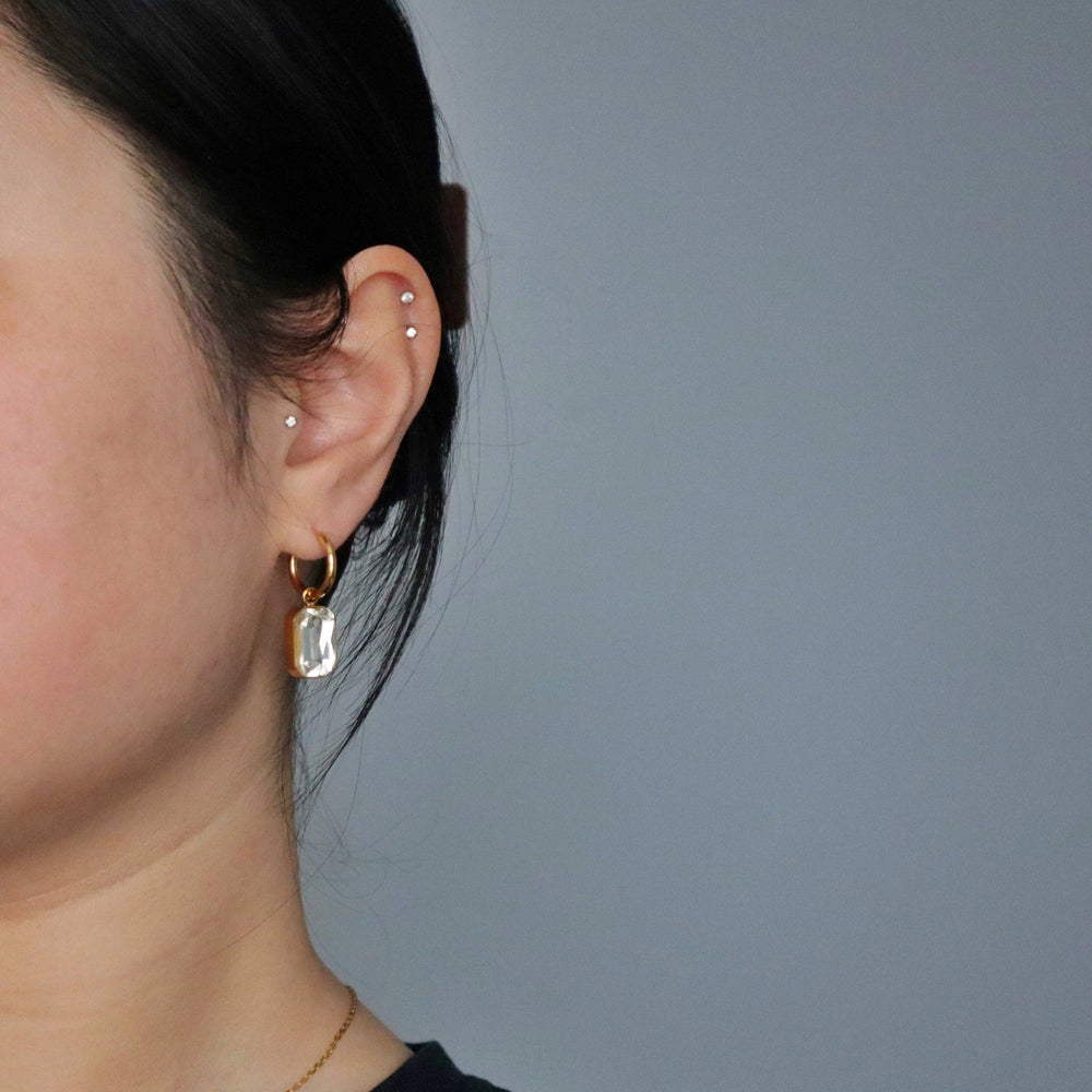 Naomi Hoops - White | Zircon Drop Hoops - Pretty by Her - handmade locally in Cambridge, Ontario