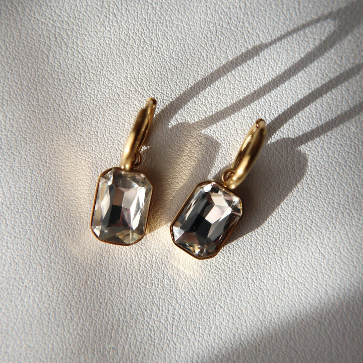 Naomi Hoops - White | Zircon Drop Hoops - Pretty by Her - handmade locally in Cambridge, Ontario