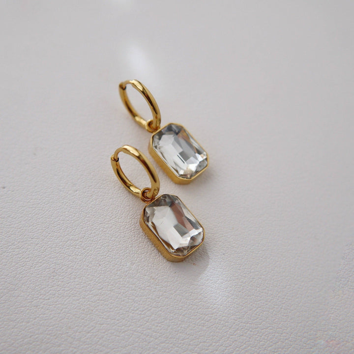 Naomi Hoops - White | Zircon Drop Hoops - Pretty by Her - handmade locally in Cambridge, Ontario